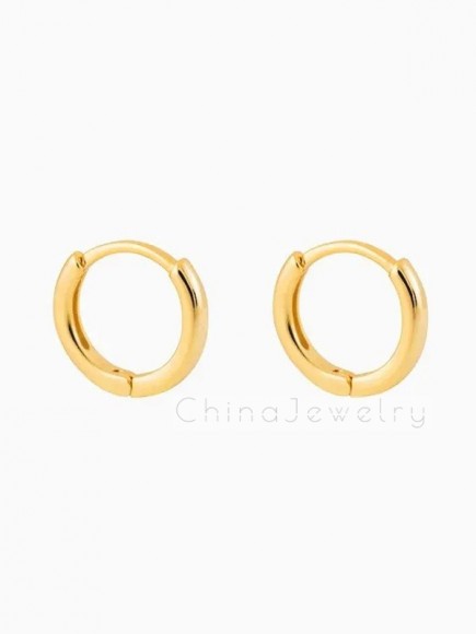 Стальные серьги-конго с напылением золотом маленькое кольцо J10272(CJJ)