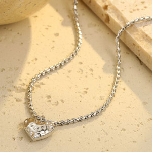 Серебристая цепочка с крупным сердцем CJL83422