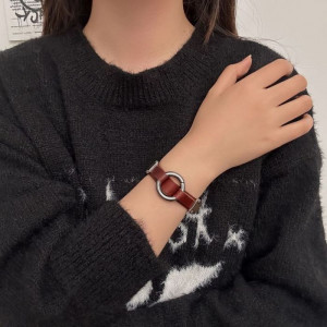 Браслет кожаный с круглым циферблатом CJL19650 Браслет кожаный с круглым циферблатом CJL19650