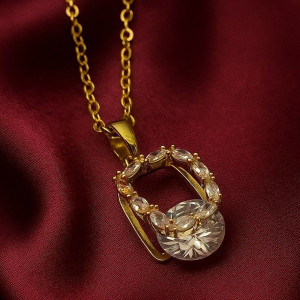 Золотистая цепочка с подвеской-сердцем цвета морской волны J10826CJJ Золотистая цепочка с подвеской-сердцем цвета морской волны J10826CJJ