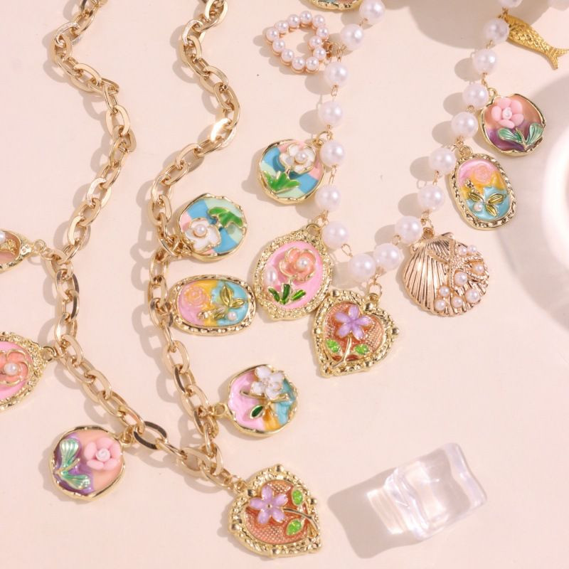 Винтажное колье с медальонами в стиле флорентийской эмали CJR62252 Винтажное колье с медальонами в стиле флорентийской эмали CJR62252