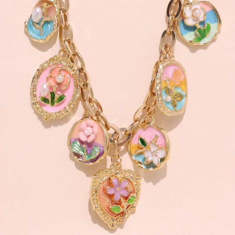 Винтажное колье с медальонами в стиле флорентийской эмали CJR62252 Винтажное колье с медальонами в стиле флорентийской эмали CJR62252