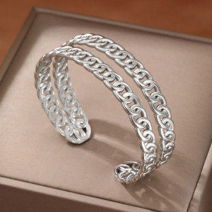 Браслет жесткий двухрядный с панцирным плетением CJM03789