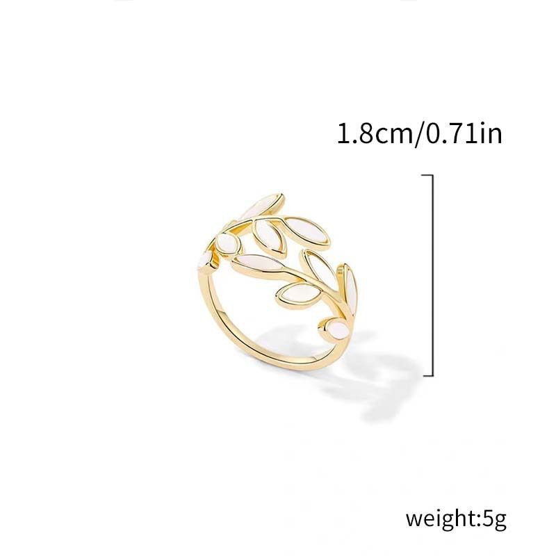 Разомкнутое кольцо с перламутровыми листьями 1J12296CJJ Разомкнутое кольцо с перламутровыми листьями 1J12296CJJ