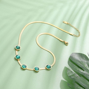 Золотистая цепочка с зелеными дисками CJJ07937