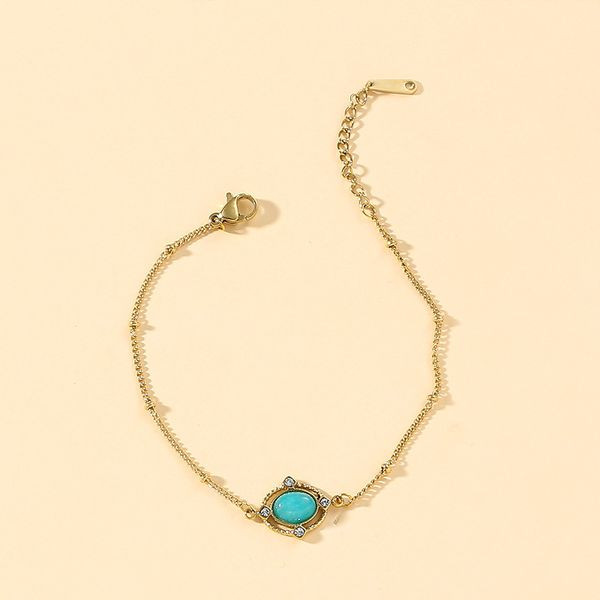 Браслет цепочка с квадратной вставкой под бирюзу CJL46940