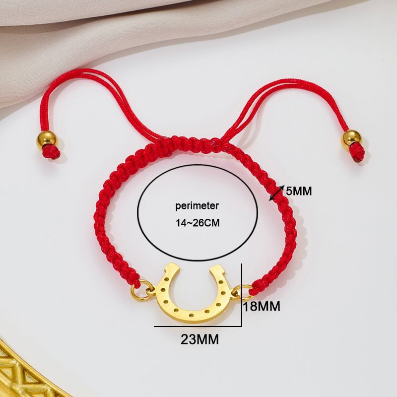 Браслет плетеная нить с золотистой подковой CJQ92937