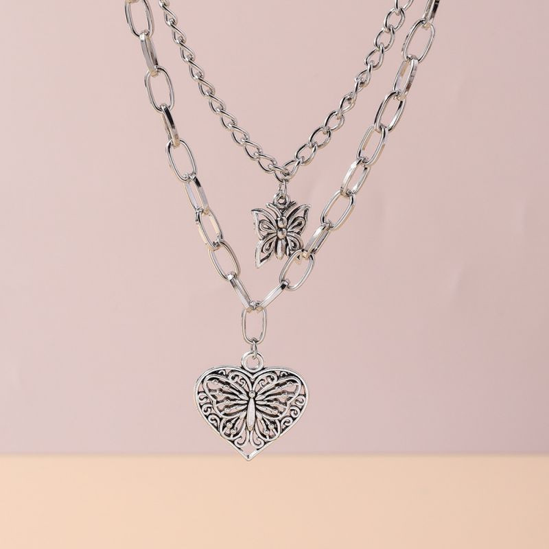 Двойная массивная цепочка с подвеской-сердцем в стиле гранж CJH24186