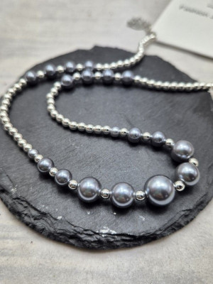 Градиентные бусы из серого жемчуга с нарастающим размером бусин J10748CJJ Градиентные бусы из серого жемчуга с нарастающим размером бусин J10748CJJ