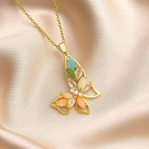 Колье с подвеской в форме бабочки с цветной эмалью J10842CJJ