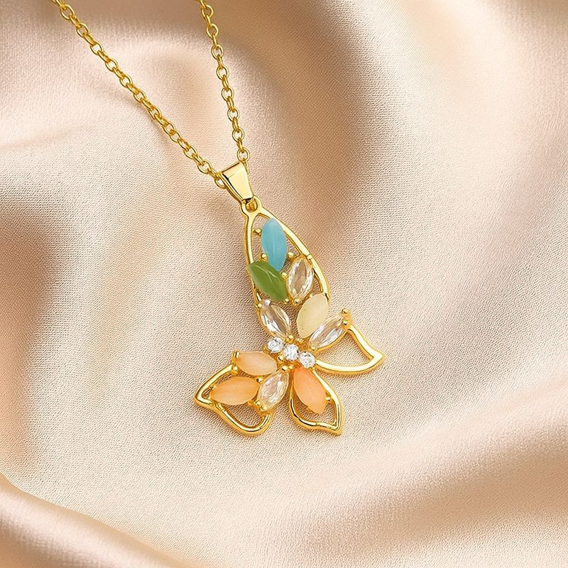 Колье с подвеской в форме бабочки с цветной эмалью J10842CJJ Колье с подвеской в форме бабочки с цветной эмалью J10842CJJ