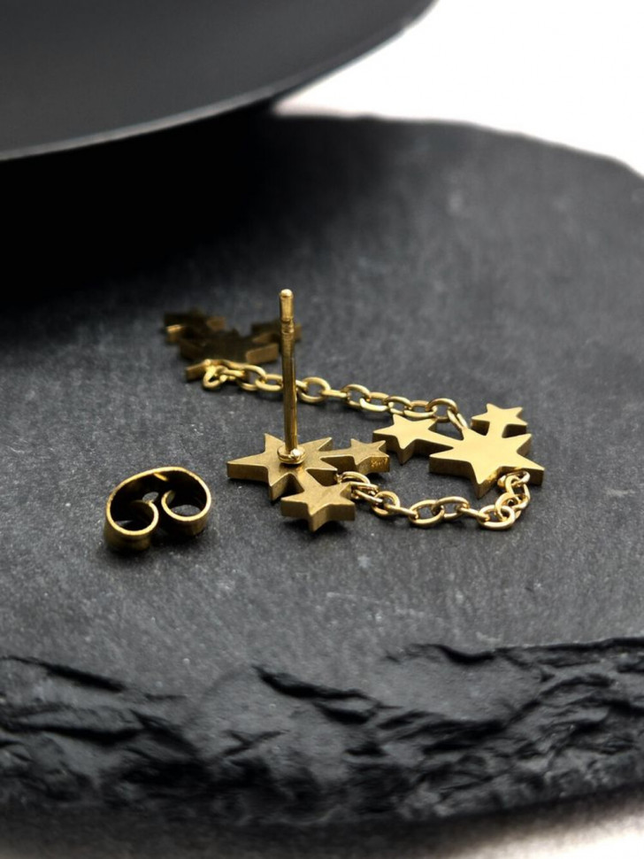 Серьги гвоздики звезды из стали с напылением золотом J11535CJJ