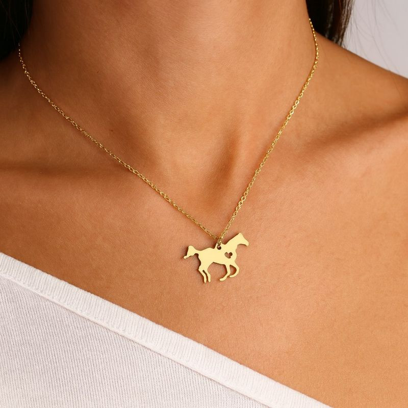 Цепочка кулон лошадь титановая сталь 1J12432CJJ