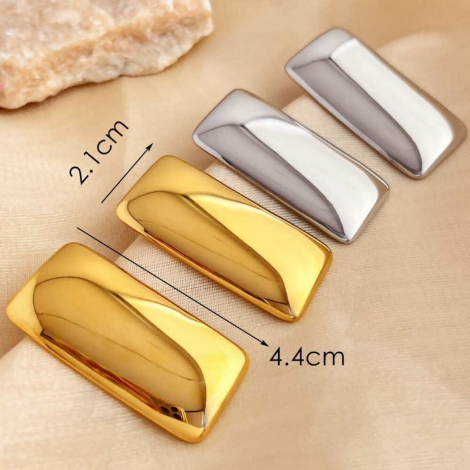 Золотистые серьги-пусеты Прямоугольники CJH82469