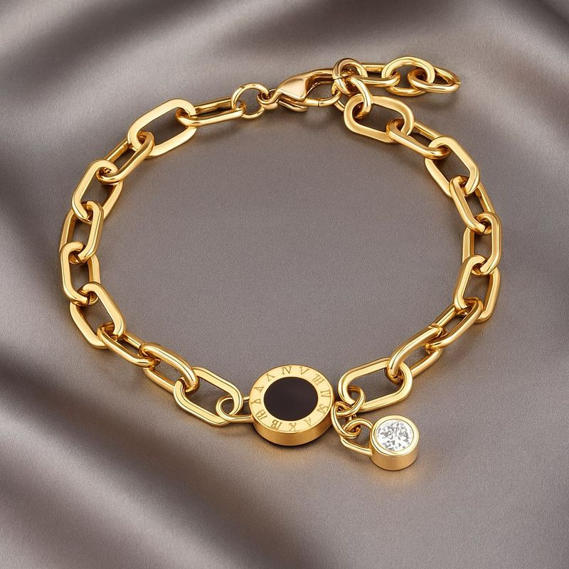 Браслет-цепочка с римскими цифрами и фианитом 1J12015CJJ