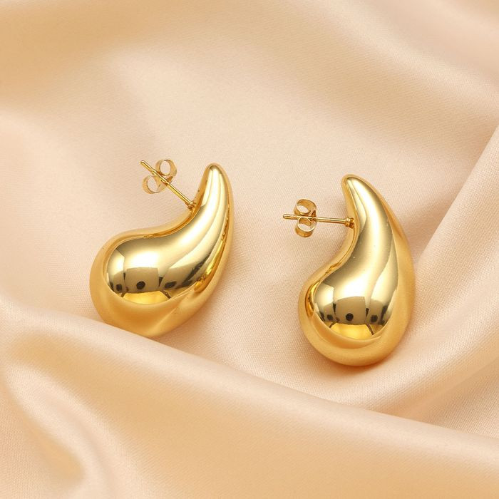 Золотистые серьги пусеты из латуни в форме крупных капель 1J10051CJJ Золотистые серьги пусеты из латуни в форме крупных капель 1J10051CJJ