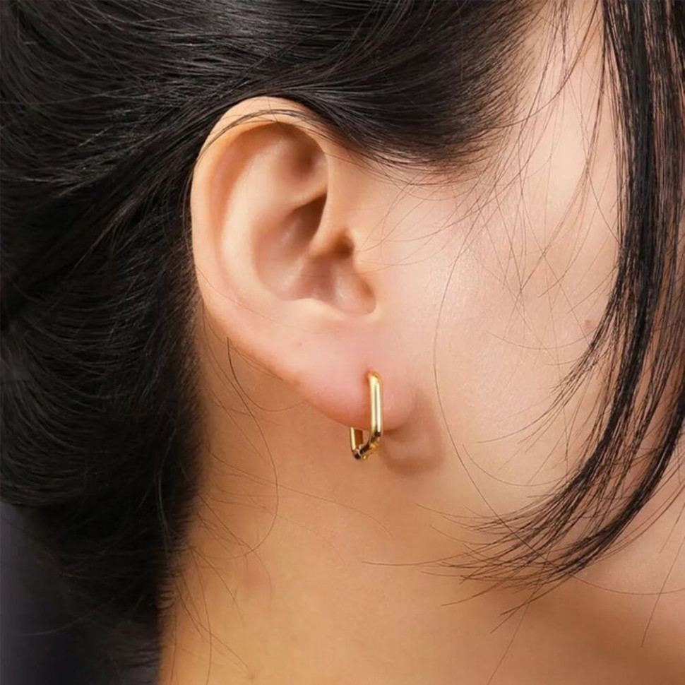 Стальные серьги-конго с напылением золотом скруглённый квадрат J10268CJJ Стальные серьги-конго с напылением золотом скруглённый квадрат J10268CJJ