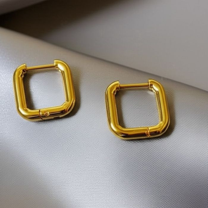 Прямоугольные серьги-кольца конго с широкими гранями J10268CJJ