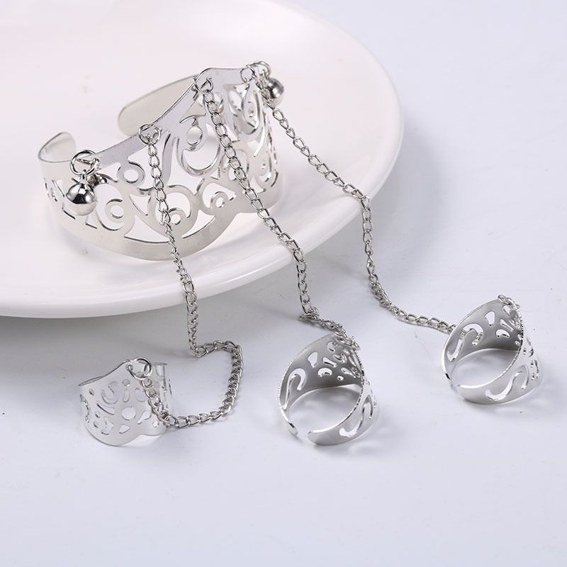 Браслет слейв золотое кружево с каскадом цепей