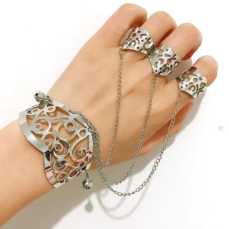 Браслет слейв золотое кружево с каскадом цепей