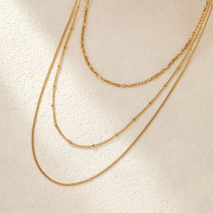 Комплект из трех лаконичных стальных цепочек CJL83654 Комплект из трех лаконичных стальных цепочек CJL83654