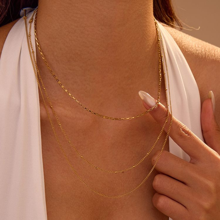 Комплект из трех лаконичных стальных цепочек CJL83654 Комплект из трех лаконичных стальных цепочек CJL83654