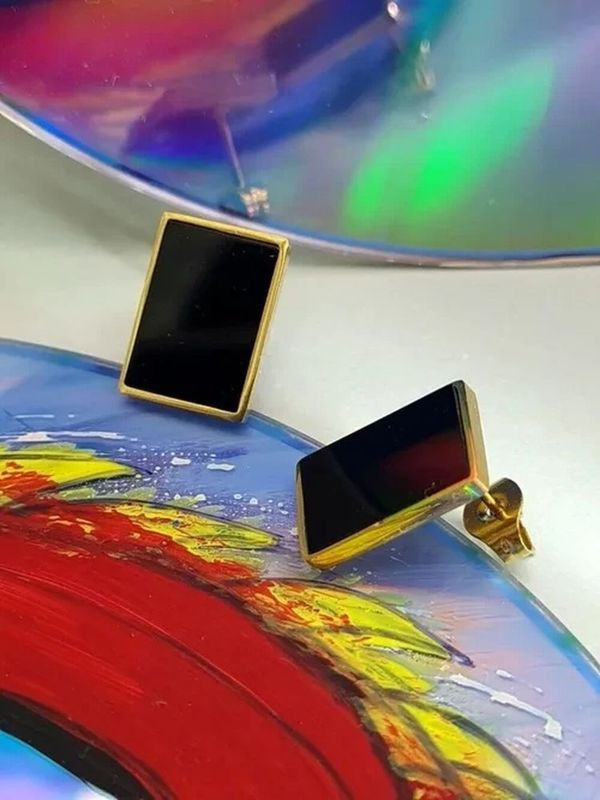 Геометричные стальные серьги-прямоугольники 1J10136(CJJ)