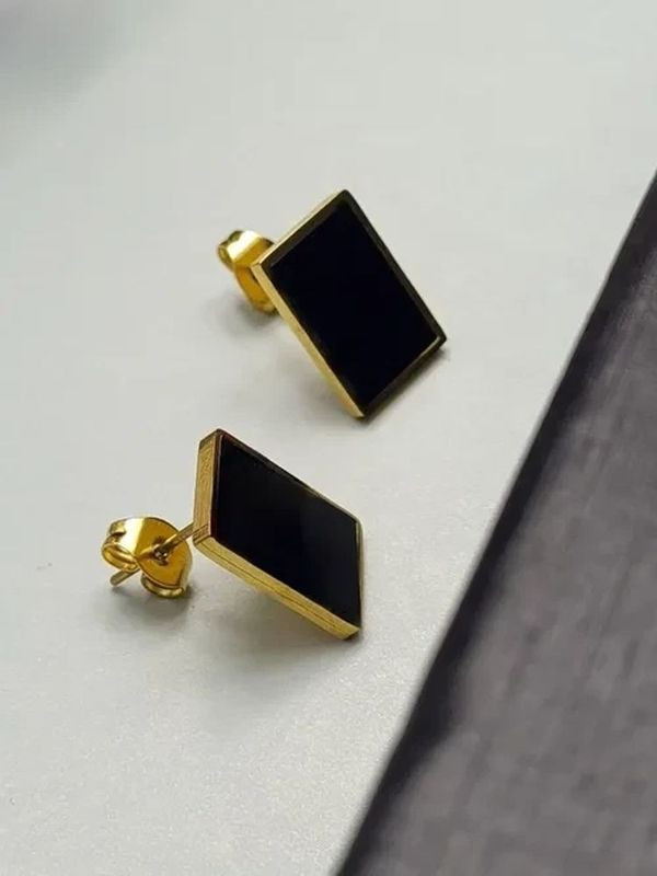 Геометричные стальные серьги-прямоугольники 1J10136(CJJ)