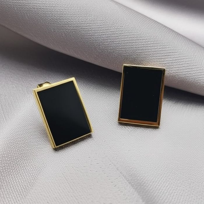Геометричные стальные серьги-прямоугольники 1J10136(CJJ)