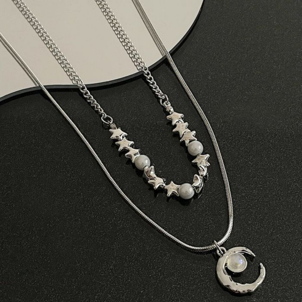 Двойное колье с каплевидной подвеской и жемчугом CJH67773