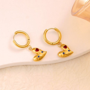 Серьги-конго с разноцветными сердцами CJG38217 Серьги-конго с разноцветными сердцами CJG38217