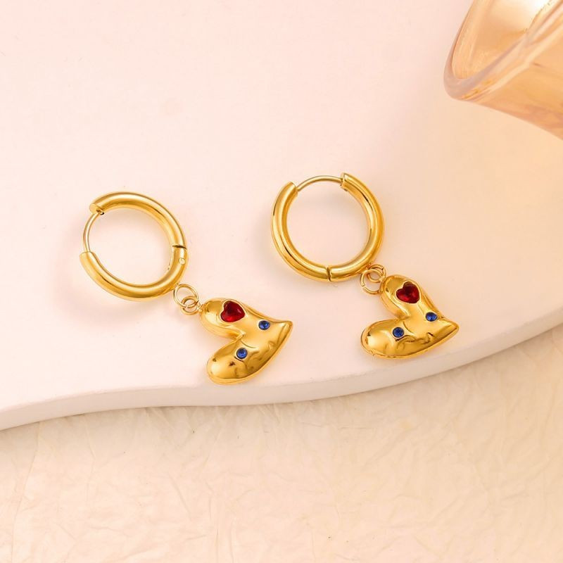 Серьги-конго с разноцветными сердцами CJG38217