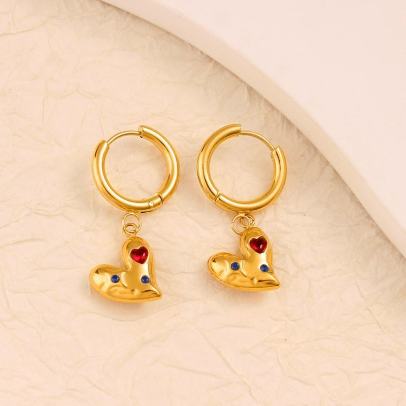 Серьги-конго с разноцветными сердцами CJG38217