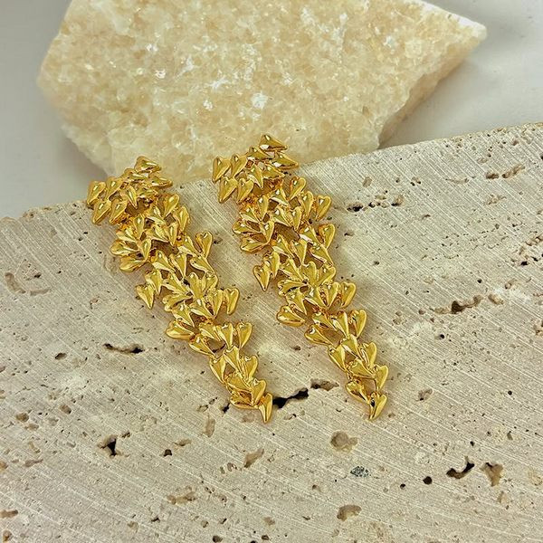 Длинные золотистые серьги «Лиственный каскад» 1J11746CJJ Длинные золотистые серьги «Лиственный каскад» 1J11746CJJ