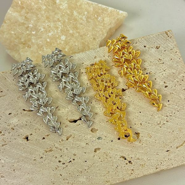 Длинные золотистые серьги «Лиственный каскад» 1J11746CJJ Длинные золотистые серьги «Лиственный каскад» 1J11746CJJ