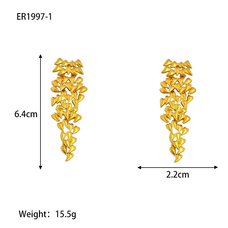 Длинные золотистые серьги «Лиственный каскад» 1J11746CJJ Длинные золотистые серьги «Лиственный каскад» 1J11746CJJ