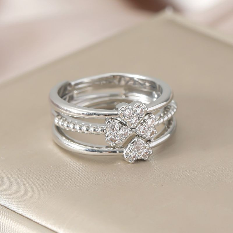 Кольцо тройное дорожка с кристаллами CJR59588