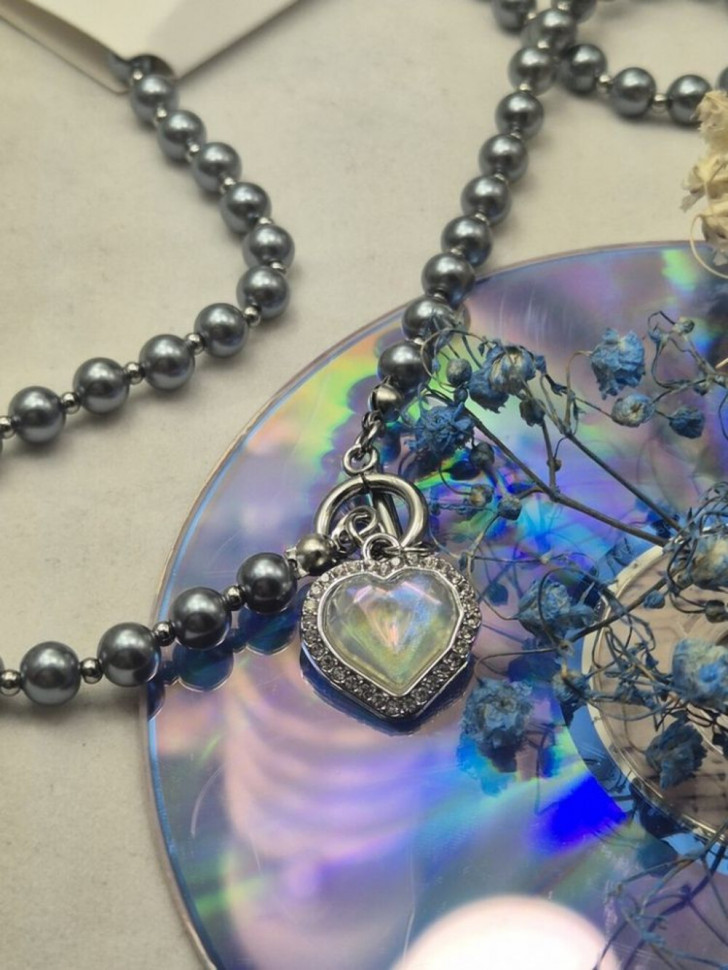 Бусы из темного жемчуга с замком-тоглом и подвеской-сердцем J10749CJJ Бусы из темного жемчуга с замком-тоглом и подвеской-сердцем J10749CJJ