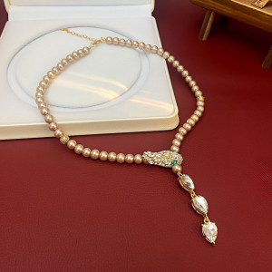 Утонченное Ожерелье-галстук с жемчужными каплями CJL32486