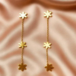 Длинные серьги-пусеты с цветочными звездами J11536CJJ Длинные серьги-пусеты с цветочными звездами J11536CJJ