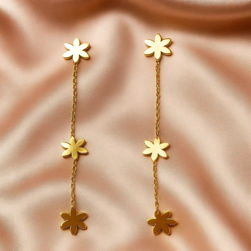 Серьги гвоздики цветок из стали с напылением золотом J11536CJJ Серьги гвоздики цветок из стали с напылением золотом J11536CJJ