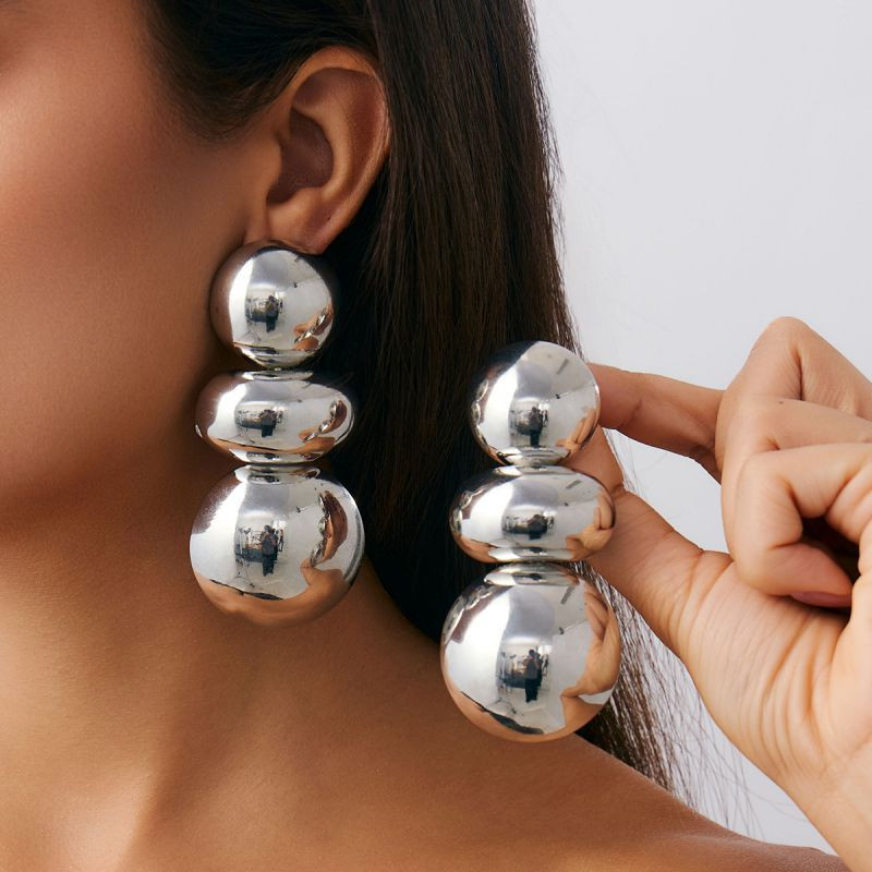 Массивные висячие серьги из трех сфер CJN79249