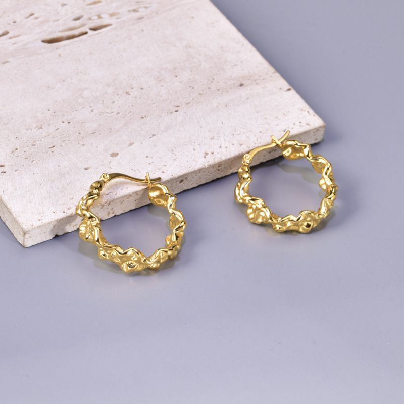 Серьги-кольца фактурные CJL14424 Серьги-кольца фактурные CJL14424