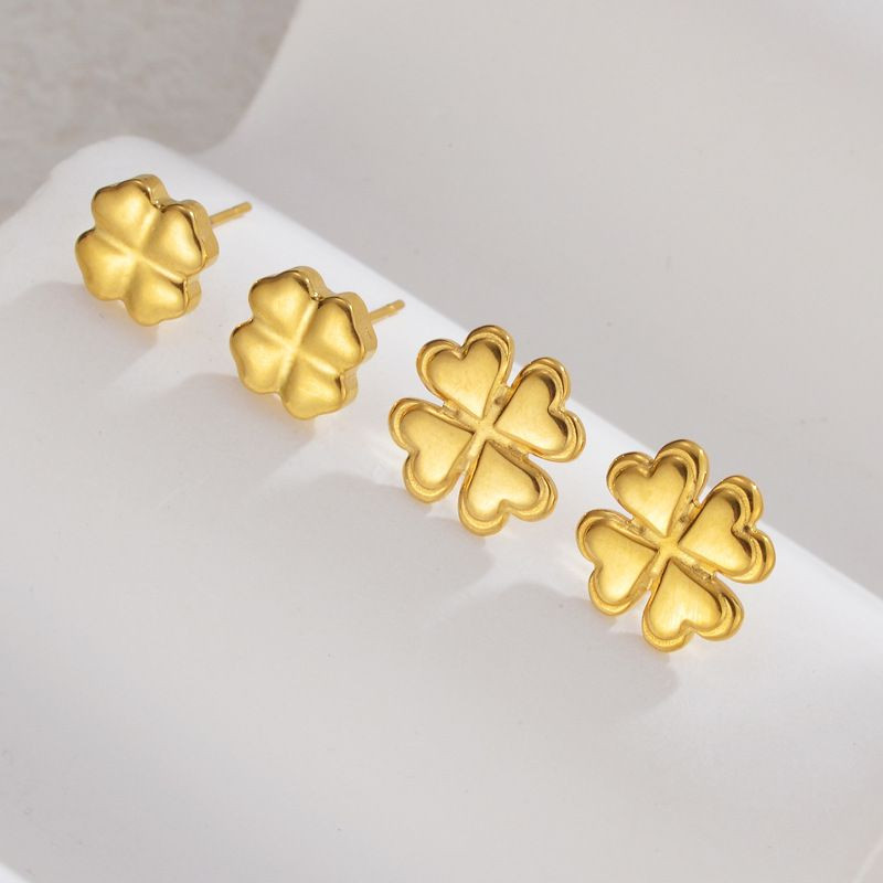 Серьги-пусеты Клевер четырехлистник фактурный CJL35143 Серьги-пусеты Клевер четырехлистник фактурный CJL35143