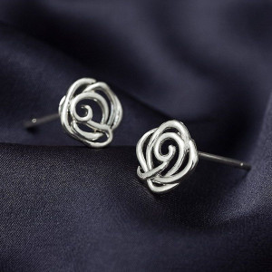 Серьги-гвоздики роза медь напыление платиной 1J12411CJJ Серьги-гвоздики роза медь напыление платиной 1J12411CJJ