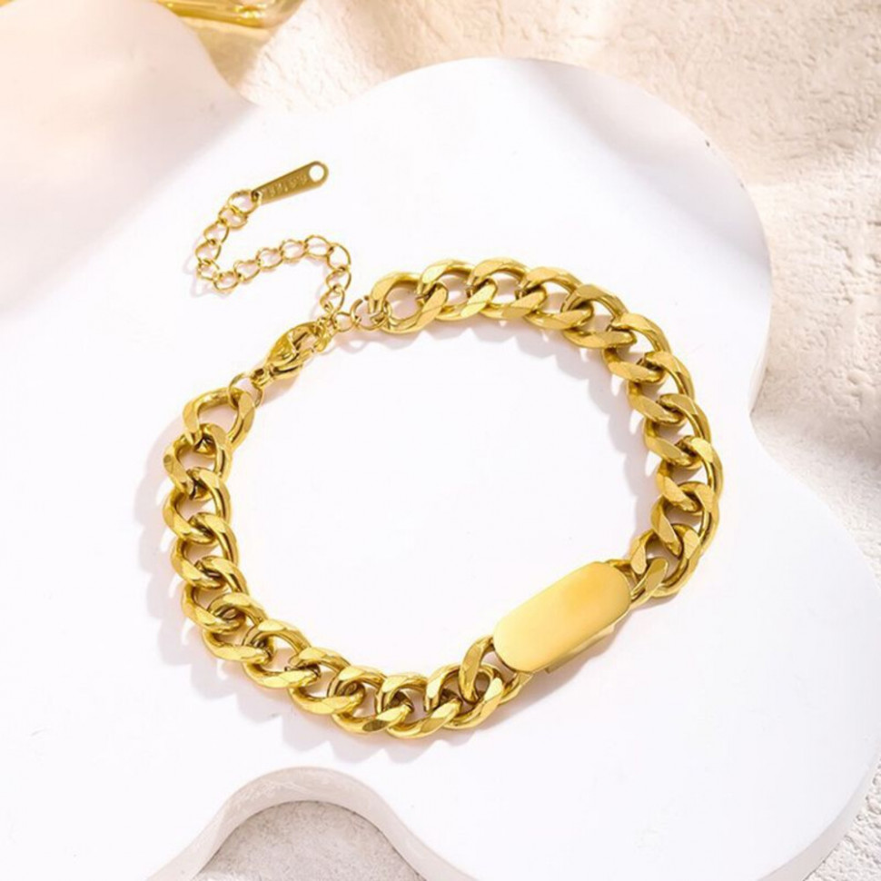 Браслет с полированной пластиной и густым плетением CJH37314