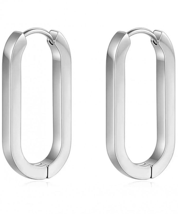 Стальные серьги-конго овал J10269CJJ