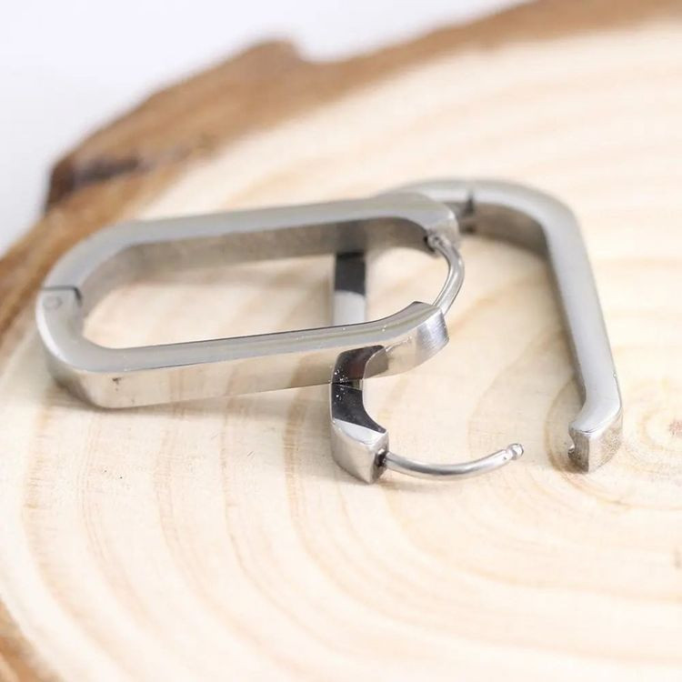 Стальные серьги-конго овал J10269CJJ