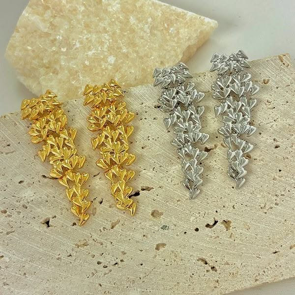 Длинные серебристые серьги «Лиственный каскад» 1J11747CJJ