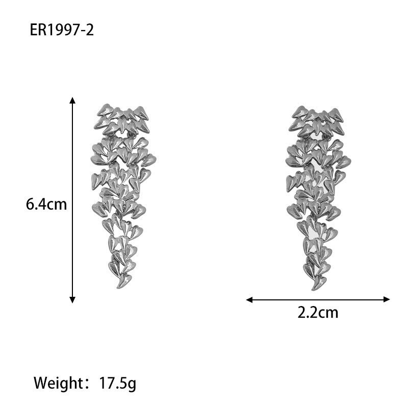 Длинные серебристые серьги «Лиственный каскад» 1J11747CJJ